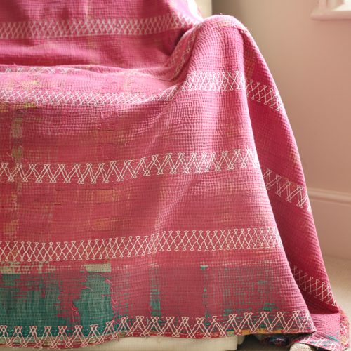 JoJo Kantha, Indian hand block print fabric. Block print fabric, vintage kantha, vintage textiles, indian textiles, Indian kantha, shenouk, Bengali blankets