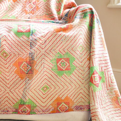 Cora Kantha, Indian hand block print fabric. Block print fabric, vintage kantha, vintage textiles, indian textiles, Indian kantha, shenouk, Bengali blankets