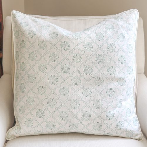 Tashi Cushion in Peacock, shenouk, block print cushions, indian block print, indian block print fabric, linen block print, linen cushions, indian textiles, indian block print cushions, linen cushions