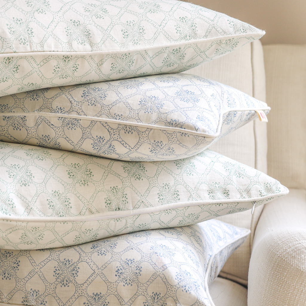 Tashi Cushion in Peacock & Tashi Cushion in Swedish Blue, shenouk, block print cushions, indian block print, indian block print fabric, linen block print, linen cushions, indian textiles, indian block print cushions, linen cushions Tashi Cushion in Peacock & Tashi Cushion in Swedish Blue, shenouk, block print cushions, indian block print, indian block print fabric, linen block print, linen cushions, indian textiles, indian block print cushions, linen cushions