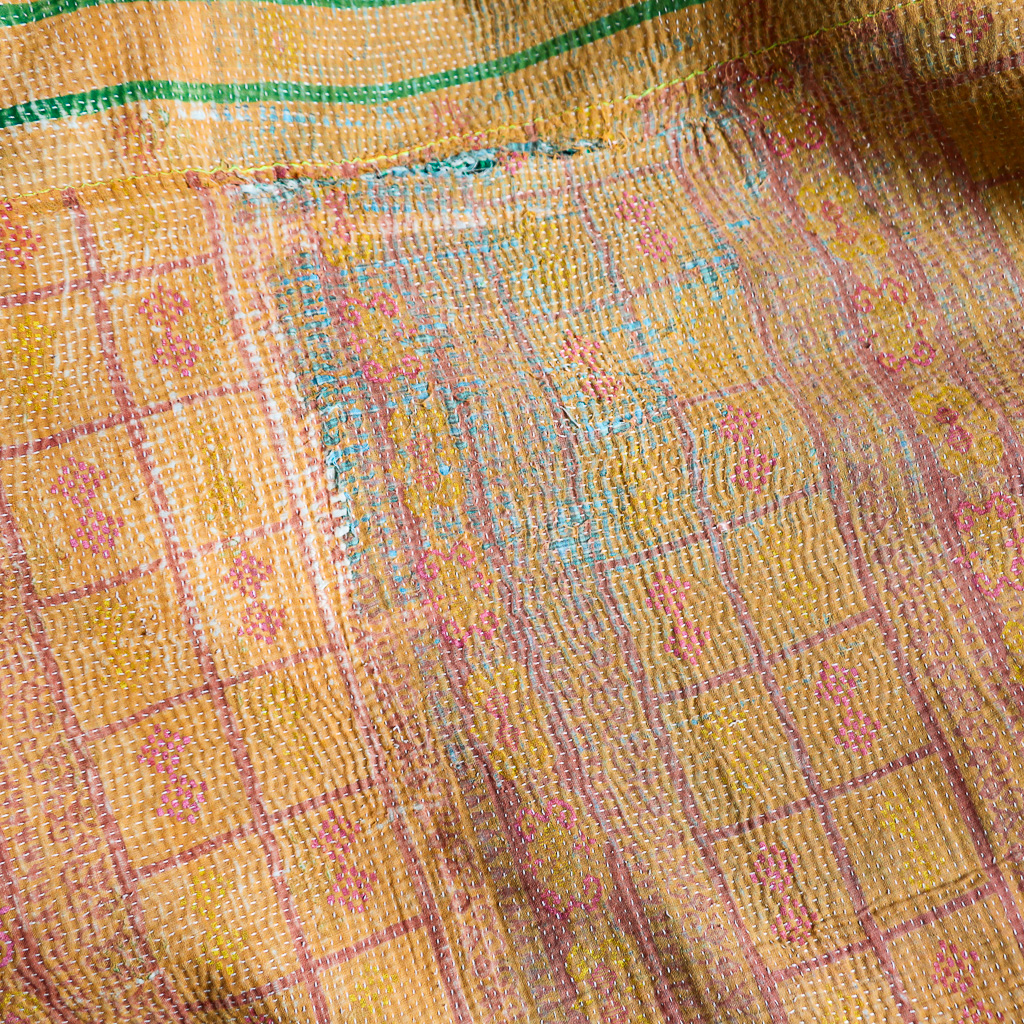 Deeni Kantha, Indian hand block print fabric. Block print fabric, vintage kantha, vintage textiles, indian textiles, Indian kantha, shenouk, Bengali blankets