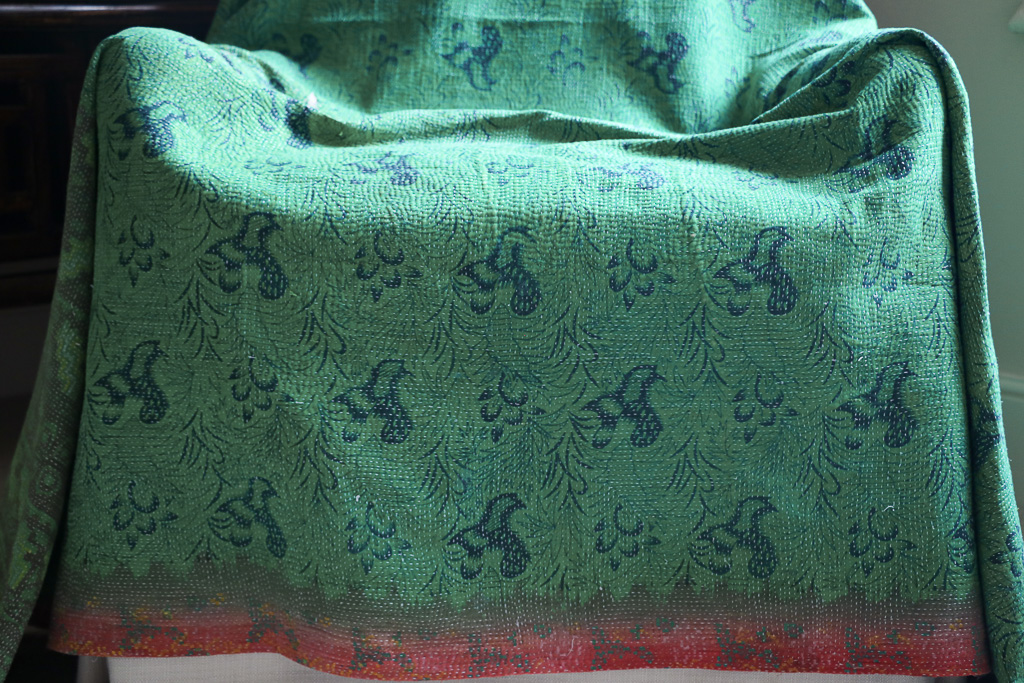 Deeni Kantha, Indian hand block print fabric. Block print fabric, vintage kantha, vintage textiles, indian textiles, Indian kantha, shenouk, Bengali blankets