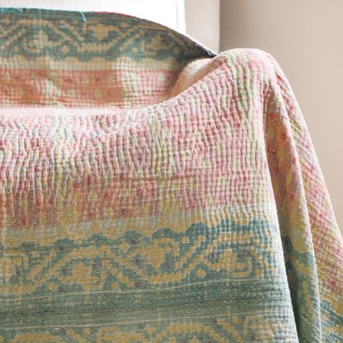Minky Kantha, Indian hand block print fabric. Block print fabric, vintage kantha, vintage textiles, indian textiles, Indian kantha, shenouk, Bengali blankets
