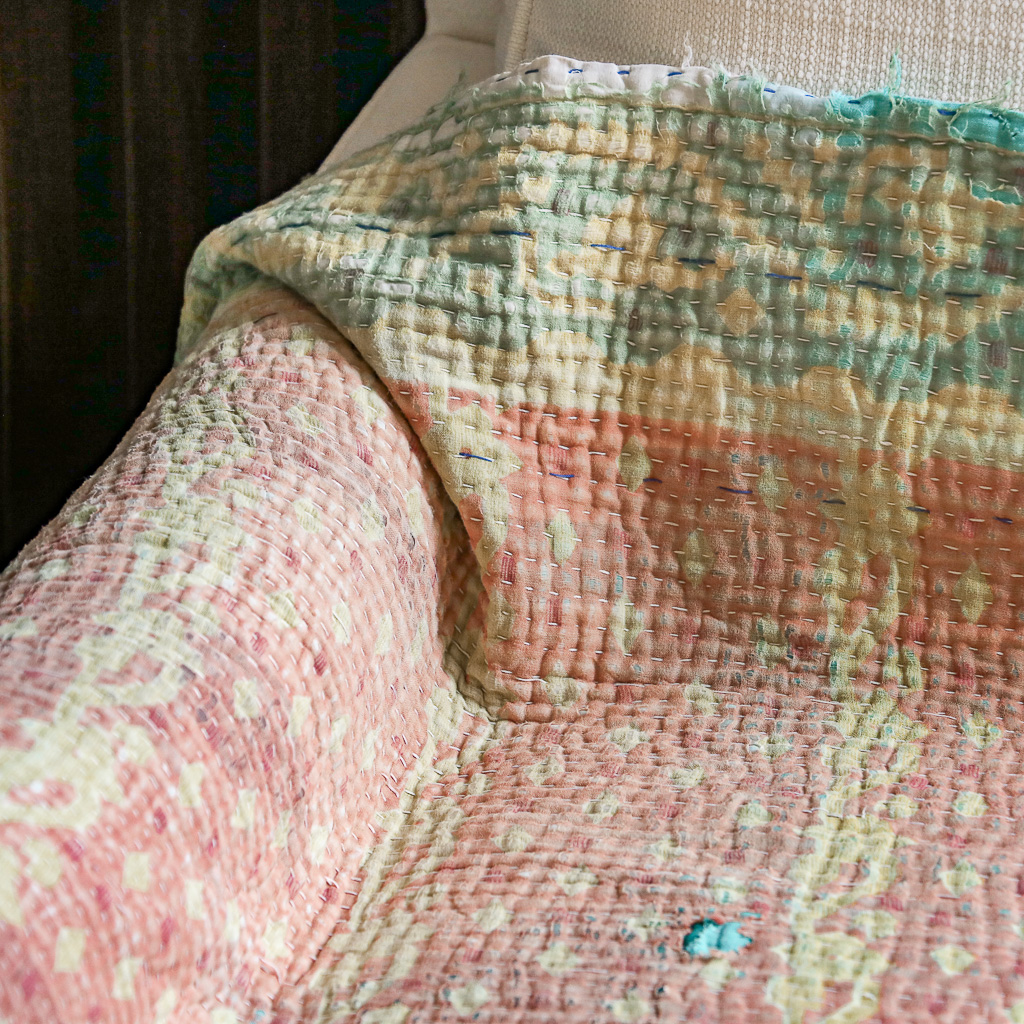 Minky Kantha, Indian hand block print fabric. Block print fabric, vintage kantha, vintage textiles, indian textiles, Indian kantha, shenouk, Bengali blankets