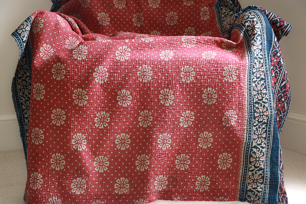 Shruti Kantha, Indian hand block print fabric. Block print fabric, vintage kantha, vintage textiles, indian textiles, Indian kantha, shenouk, Bengali blankets