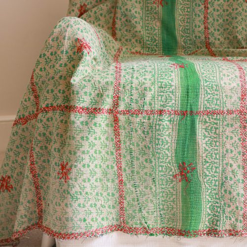 Farah Kantha, Indian hand block print fabric. Block print fabric, vintage kantha, vintage textiles, indian textiles, Indian kantha, shenouk, Bengali blankets