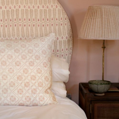 Tashi Cushion in Raspberry, shenouk, block print cushions, indian block print, indian block print fabric, linen block print, linen cushions, indian textiles, indian block print cushions, linen cushions