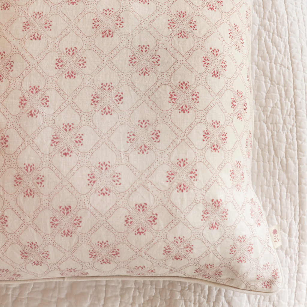 Tashi Cushion in Raspberry, shenouk, block print cushions, indian block print, indian block print fabric, linen block print, linen cushions, indian textiles, indian block print cushions, linen cushions Tashi Cushion in Raspberry, shenouk, block print cushions, indian block print, indian block print fabric, linen block print, linen cushions, indian textiles, indian block print cushions, linen cushions