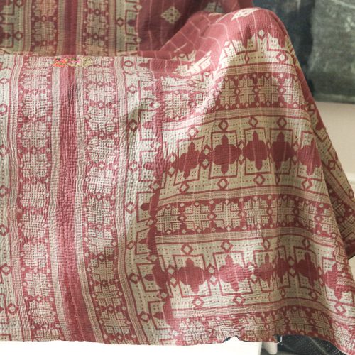 Nuala Kantha, Indian hand block print fabric. Block print fabric, vintage kantha, vintage textiles, indian textiles, Indian kantha, shenouk, Bengali blankets