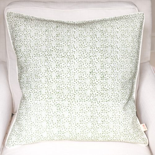 Stina Cushion in Sage & Dusty Rose, shenouk, block print cushions, indian block print, indian block print fabric, linen block print, linen cushions, indian textiles, indian block print cushions, linen cushions