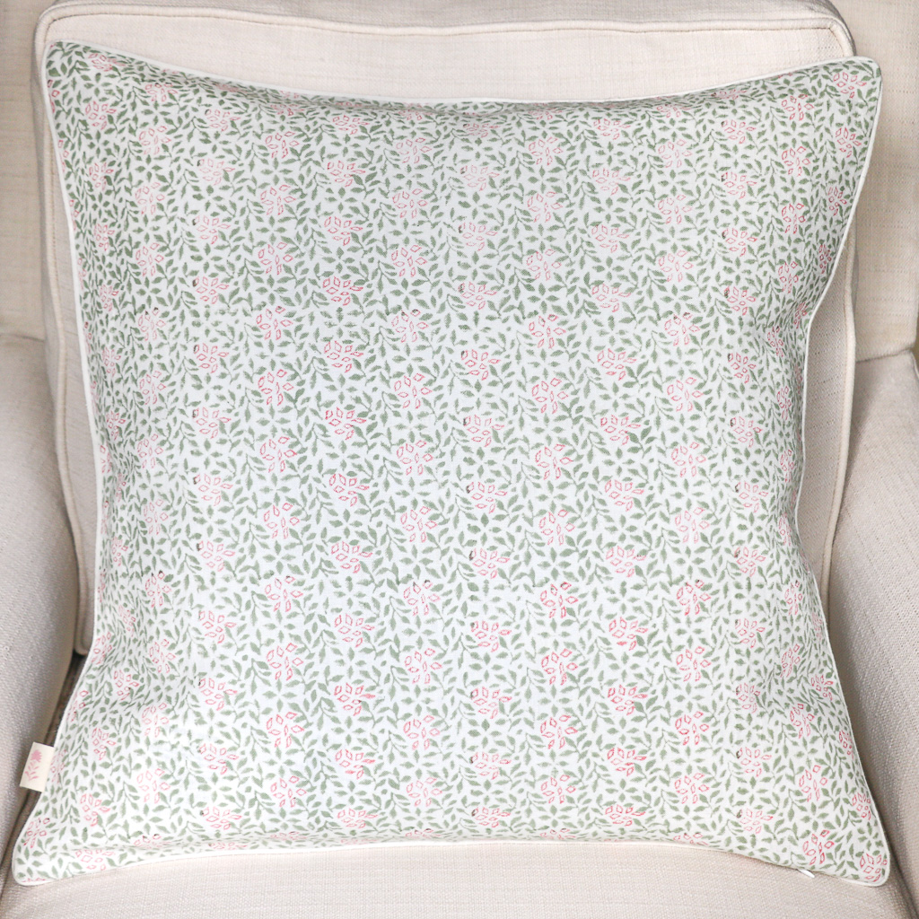 Stina Cushion in Sage & Dusty Rose, shenouk, block print cushions, indian block print, indian block print fabric, linen block print, linen cushions, indian textiles, indian block print cushions, linen cushions Stina Cushion in Sage & Dusty Rose, shenouk, block print cushions, indian block print, indian block print fabric, linen block print, linen cushions, indian textiles, indian block print cushions, linen cushions