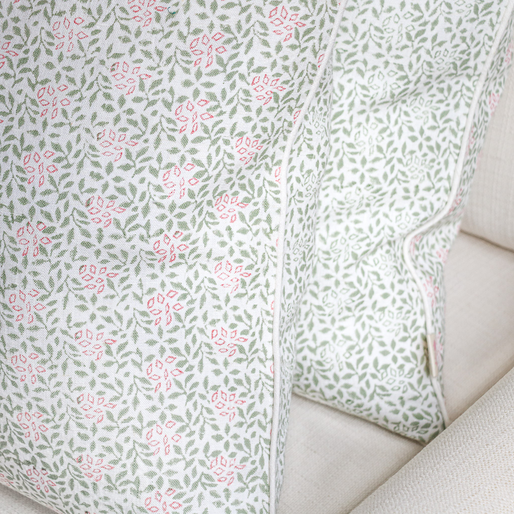 Stina Cushion in Sage & Dusty Rose, shenouk, block print cushions, indian block print, indian block print fabric, linen block print, linen cushions, indian textiles, indian block print cushions, linen cushions Stina Cushion in Sage & Dusty Rose, shenouk, block print cushions, indian block print, indian block print fabric, linen block print, linen cushions, indian textiles, indian block print cushions, linen cushions