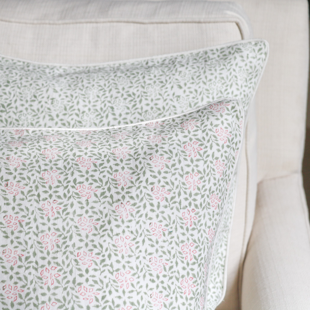 Stina Cushion in Sage & Dusty Rose, shenouk, block print cushions, indian block print, indian block print fabric, linen block print, linen cushions, indian textiles, indian block print cushions, linen cushions Stina Cushion in Sage & Dusty Rose, shenouk, block print cushions, indian block print, indian block print fabric, linen block print, linen cushions, indian textiles, indian block print cushions, linen cushions