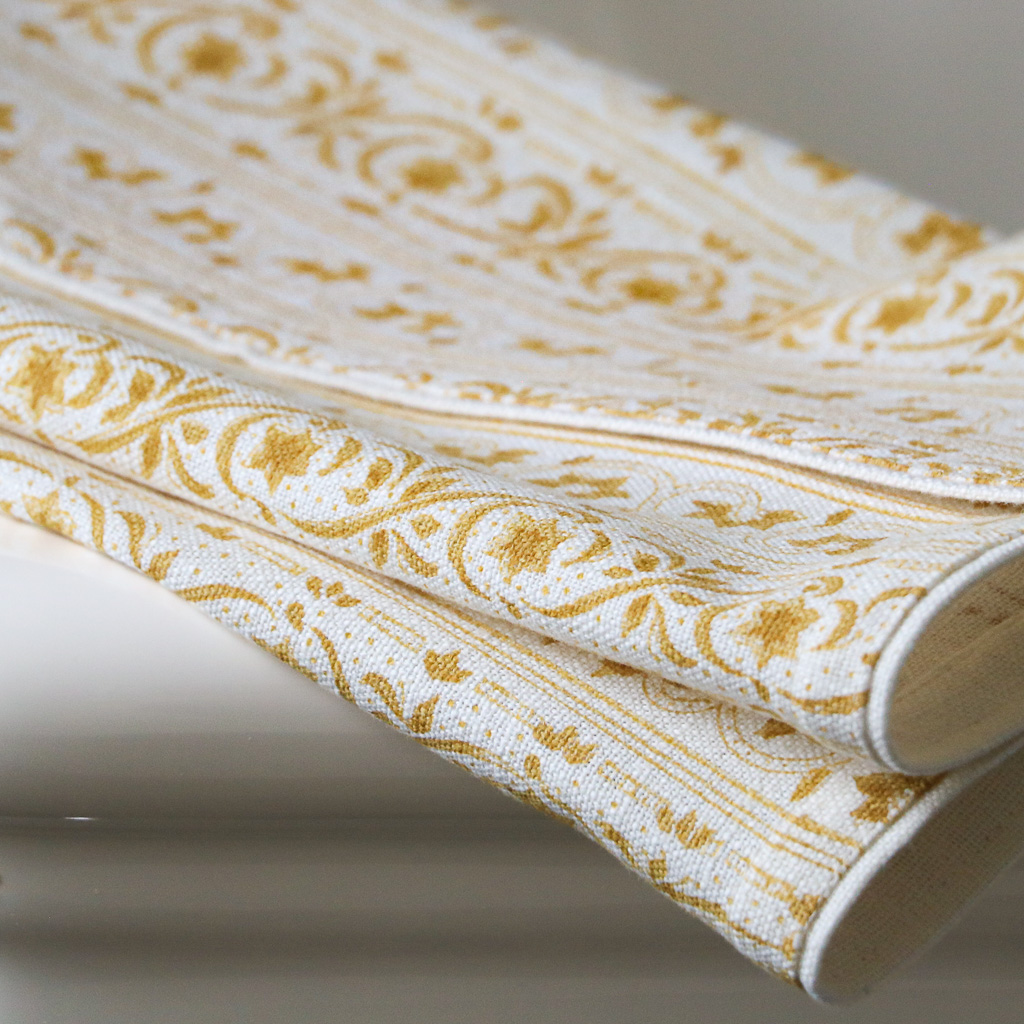 Adelaide Hand Towel in Daffodil, block print textiles, indian block print textiles, block print hand towels, block print tea towels, shenouk, block print home accessories, hand towels, yellow hand towels