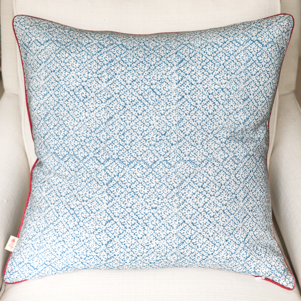 Hazel Cushion in Swedish Blue & Berry, shenouk, block print cushions, indian block print, indian block print fabric, linen block print, linen cushions, indian textiles, indian block print cushions, linen cushions Hazel Cushion in Swedish Blue & Berry, shenouk, block print cushions, indian block print, indian block print fabric, linen block print, linen cushions, indian textiles, indian block print cushions, linen cushions