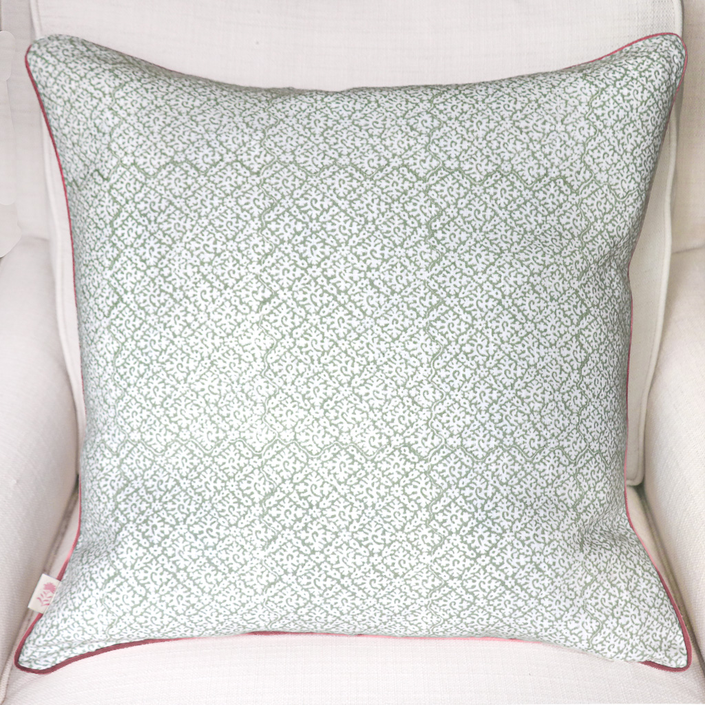 Hazel Cushion in Sage & Dusty Rose, shenouk, block print cushions, indian block print, indian block print fabric, linen block print, linen cushions, indian textiles, indian block print cushions, linen cushions Hazel Cushion in Sage & Dusty Rose, shenouk, block print cushions, indian block print, indian block print fabric, linen block print, linen cushions, indian textiles, indian block print cushions, linen cushions