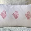 Mira Cushion in Dark Dusty Pink, shenouk, block print cushions, indian block print, indian block print fabric, linen block print, linen cushions, indian textiles, indian block print cushions, linen cushions