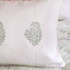 Mira Cushion in Thyme, shenouk, block print cushions, indian block print, indian block print fabric, linen block print, linen cushions, indian textiles, indian block print cushions, linen cushions
