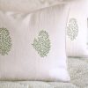 Mira Cushion in Thyme, Mira Cushion in Kelly Green, shenouk, block print cushions, indian block print, indian block print fabric, linen block print, linen cushions, indian textiles, indian block print cushions, linen cushions