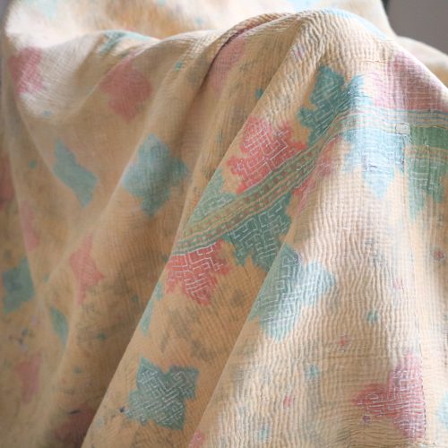 Serena Kantha, Indian hand block print fabric. Block print fabric, vintage kantha, vintage textiles, indian textiles, Indian kantha, shenouk, Bengali blankets
