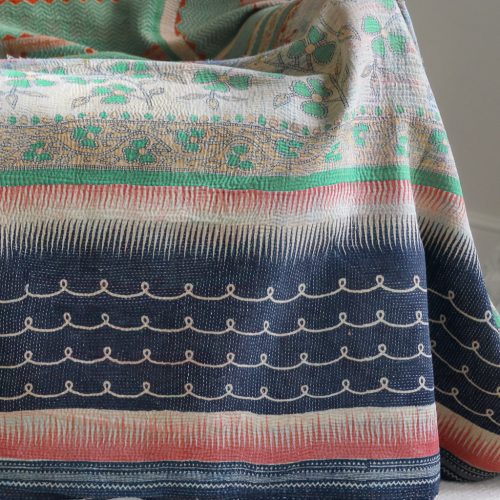 Rebecca Kantha, Indian hand block print fabric. Block print fabric, vintage kantha, vintage textiles, indian textiles, Indian kantha, shenouk, Bengali blankets