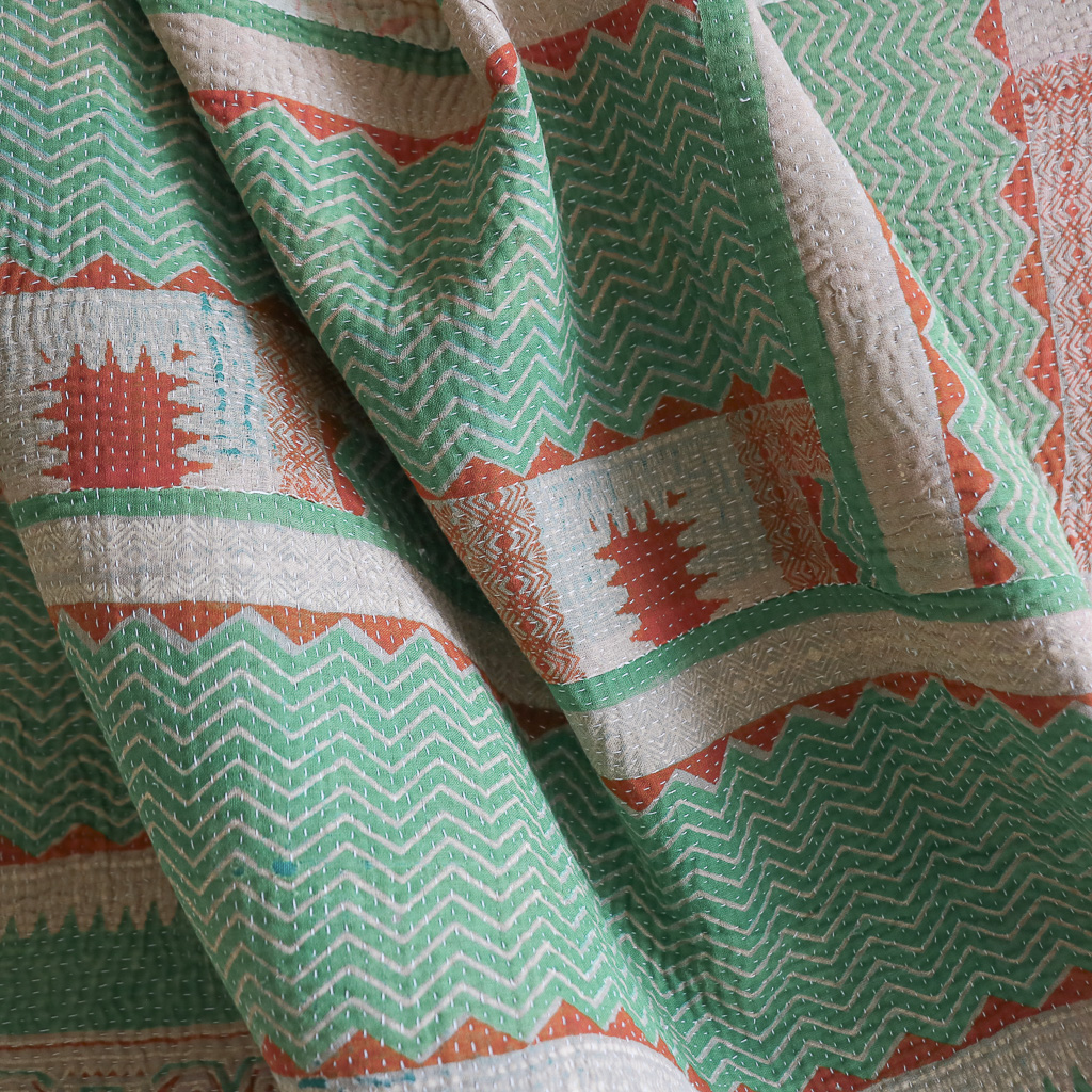 Rebecca Kantha, Indian hand block print fabric. Block print fabric, vintage kantha, vintage textiles, indian textiles, Indian kantha, shenouk, Bengali blankets