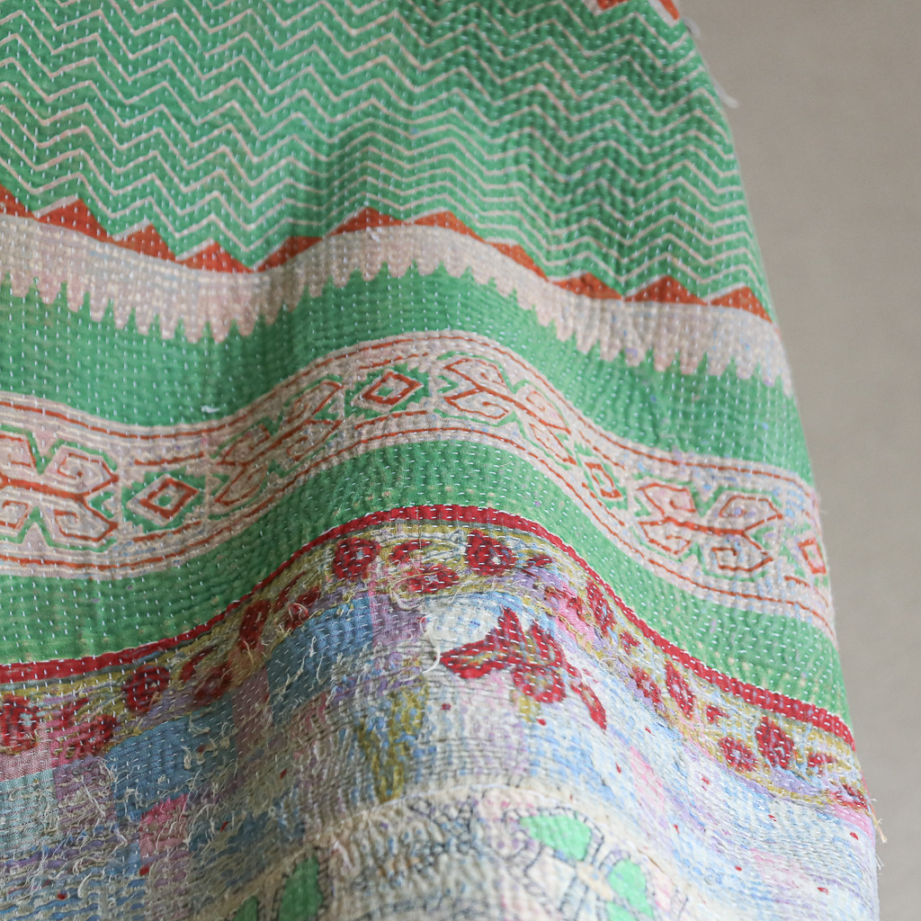 Rebecca Kantha, Indian hand block print fabric. Block print fabric, vintage kantha, vintage textiles, indian textiles, Indian kantha, shenouk, Bengali blankets