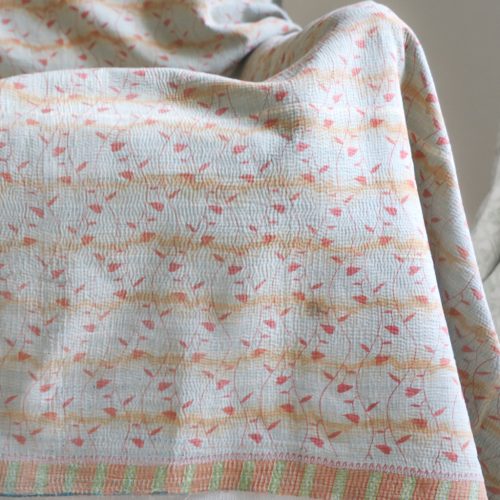 Rebecca Kantha, Indian hand block print fabric. Block print fabric, vintage kantha, vintage textiles, indian textiles, Indian kantha, shenouk, Bengali blankets