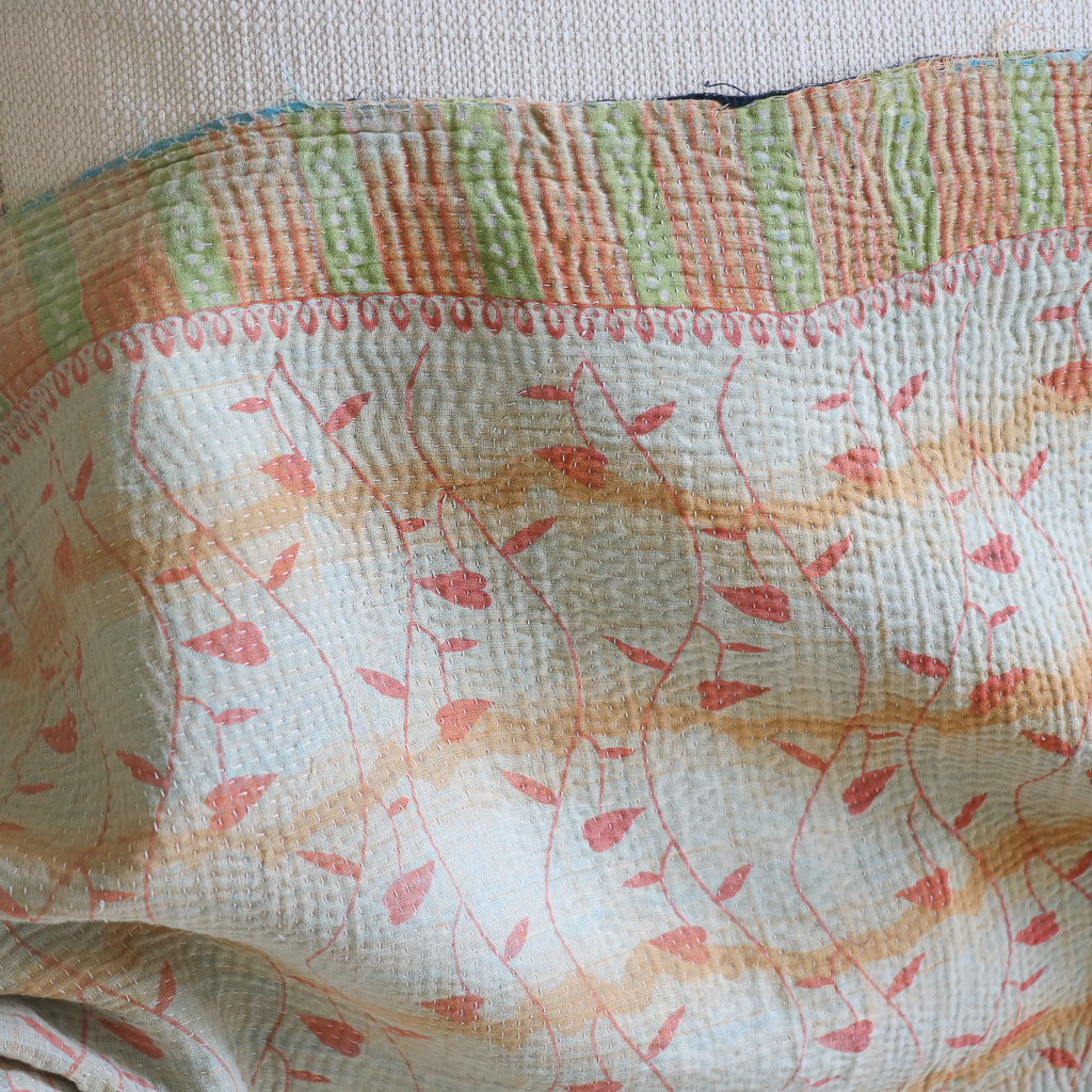 Rebecca Kantha, Indian hand block print fabric. Block print fabric, vintage kantha, vintage textiles, indian textiles, Indian kantha, shenouk, Bengali blankets