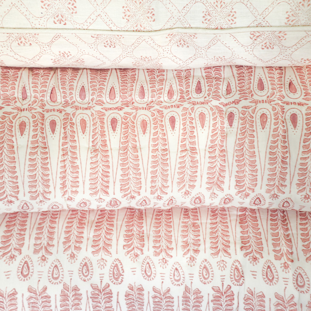 Carolla Quilt in Dusty Rose, Tashi Cushion in Dusty Rose, shenouk, block print cushions, indian block print, indian block print fabric, linen block print, linen cushions, indian textiles, indian block print cushions, linen cushions, block print quilts, block print bedding