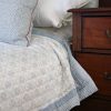 Tashi & Lotta Quilt in Swedish Blue, Hazel Cushion in Swedish Blue, shenouk, block print cushions, indian block print, indian block print fabric, linen block print, linen cushions, indian textiles, indian block print cushions, linen cushions, block print quilts, block print bedding
